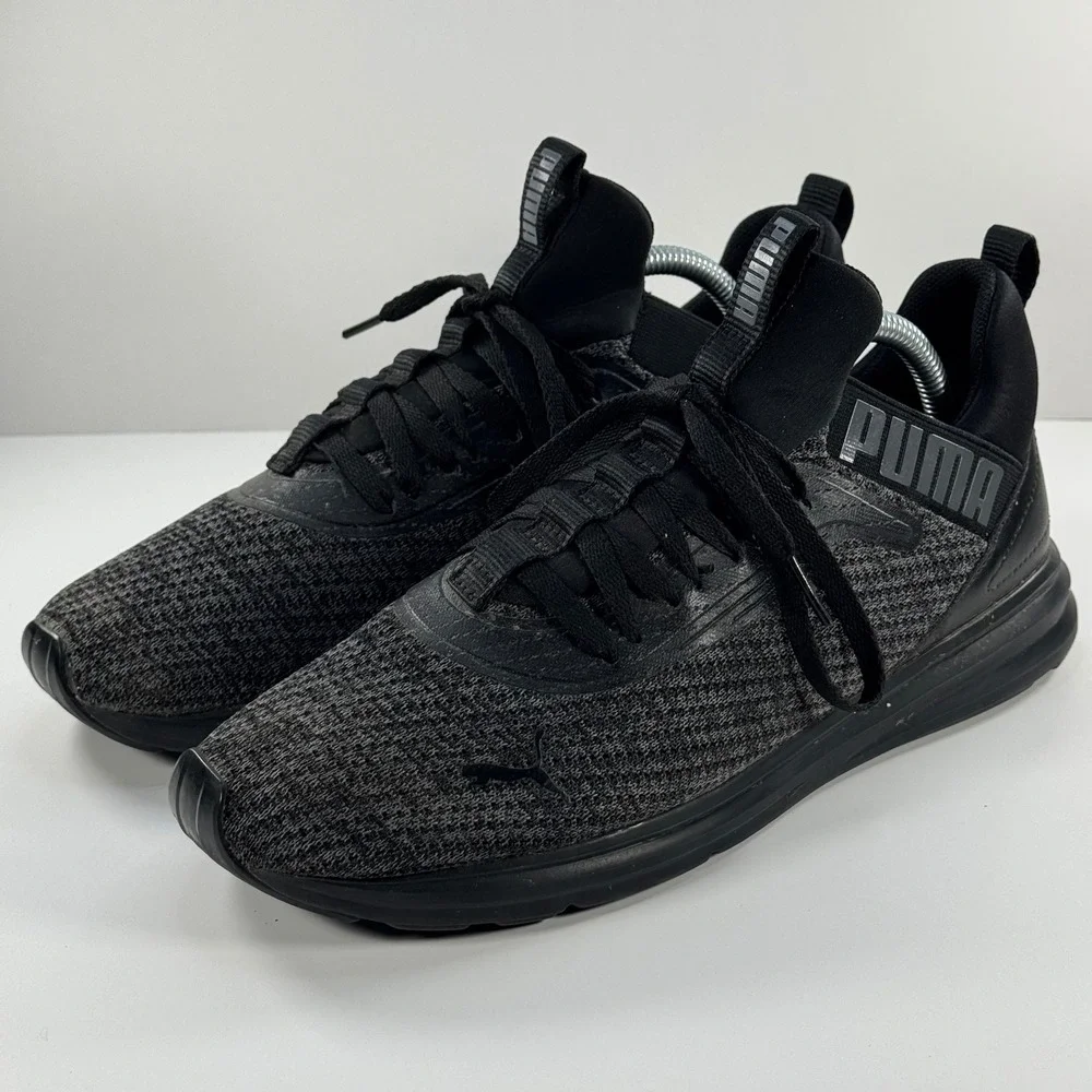 Puma Enzo Weave Mens Black Grey Running Training Shoes‎ Sneakers 191487-01